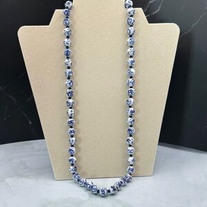 Vintage Chinese Blue and White Porcelain Bead Necklace
